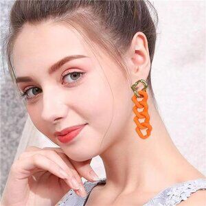 Chunky Chain Link Earrings | Pastel Candy Resin Drop Statement Earrings